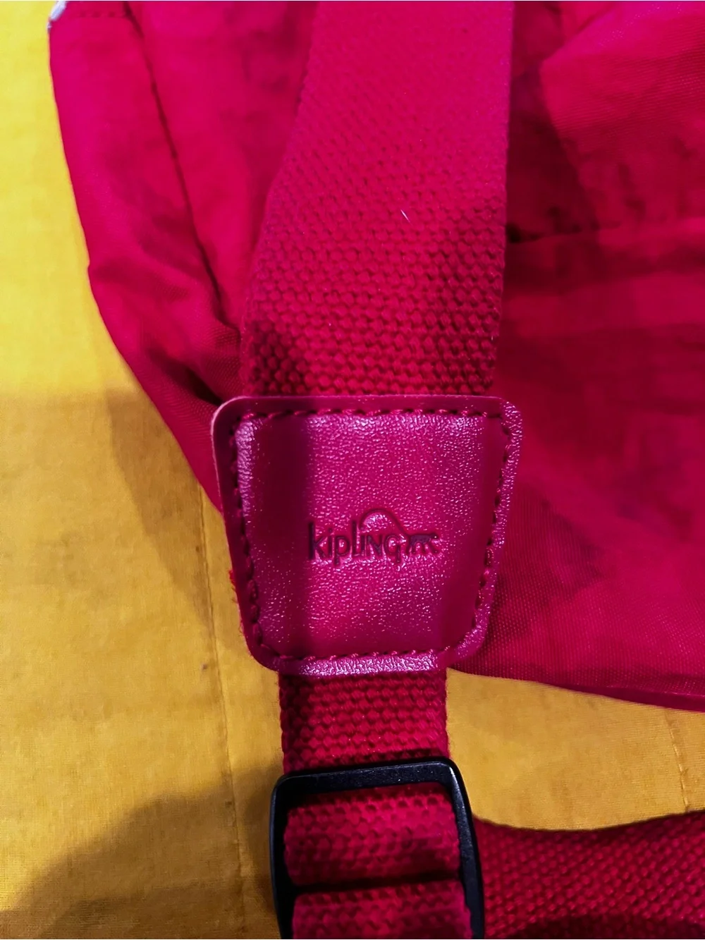 Kipling Lovebig Red Drawstring Backpack with Front Zip Pockets